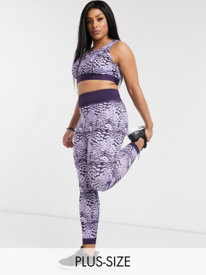 Wolf & Whistle Curve Eco Leggings In Purple Tie Dye