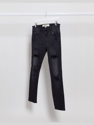 New Look Jeans With Rips In Black