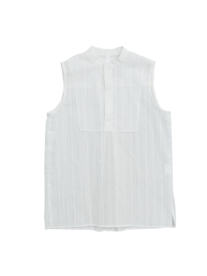 Sleeveless White Shirt