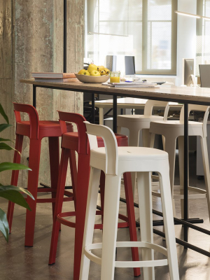 Ombra Bar + Counter Stool With Back: Stackable