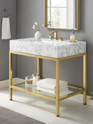 Scarlet 36" Gold Stainless Steel Bathroom Vanity