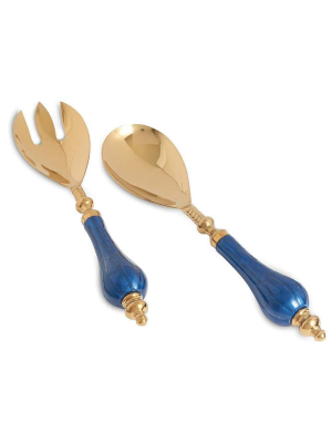 Julia Knight Peony Salad Serving Set In Gold Sapphire