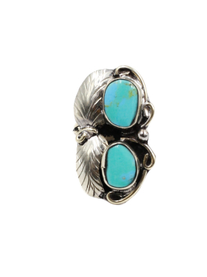 Two Raven Two Stone Ring, Turquoise