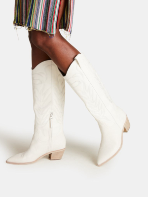 Solei Boots White Embossed Leather