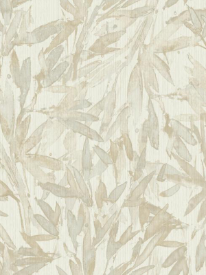 Rainforest Leaves Wallpaper In Beige From The Natural Opalescence Collection By Antonina Vella For York Wallcoverings