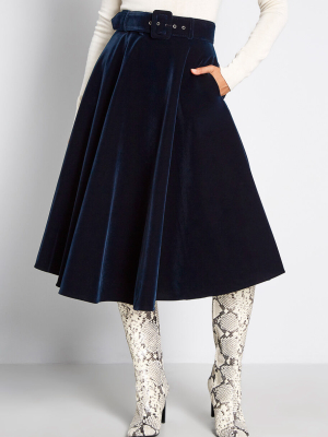 Modcloth X Collectif Dolled Up Velvet Swing Skirt