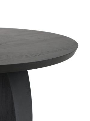 Teak Oblic Black Side Table - Varnished