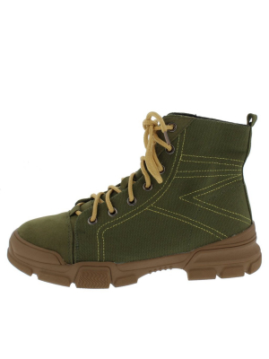 Wolf1 Green Stitched Lace Up Hiking Boot