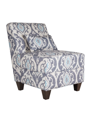 Fabric Upholste Wooden Armless Accent Chair With Toss Pillow - Benzara