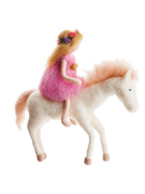 The Girl And Horse Felted Mobile · White