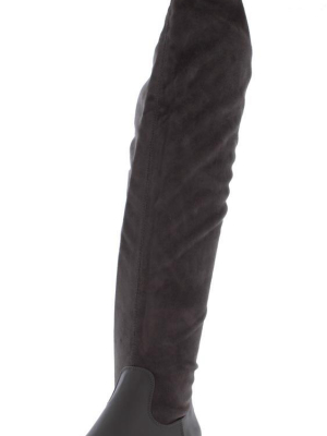 Preppy14m Grey Round Toe Over The Knee Boot