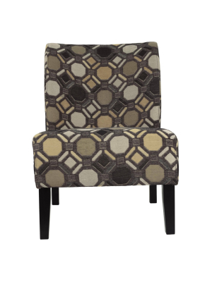 Fabric Upholstered Wooden Accent Chair With Celtic Knot Gray - Benzara