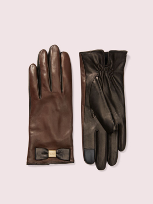 Leather Bow Tech Gloves