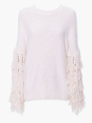 Fringe-trim Knit Sweater