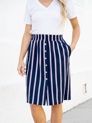 Hazel Skirt - Navy Red