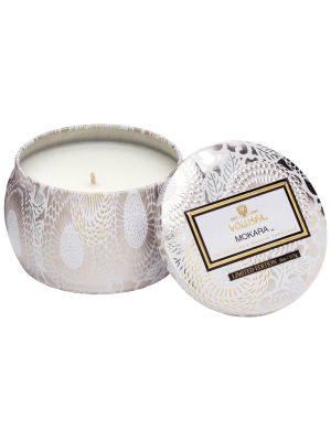 Petite Decorative Tin Candle In Mokara