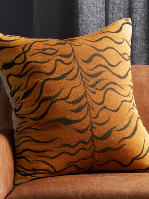 23" Handpainted Tiger Print Pillow