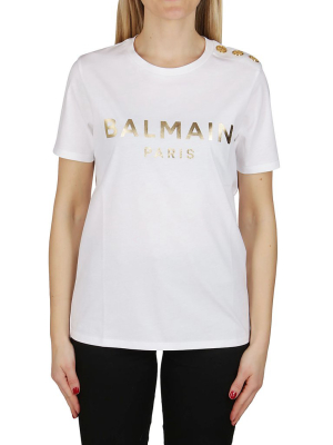 Balmain Logo Button Embellished T-shirt