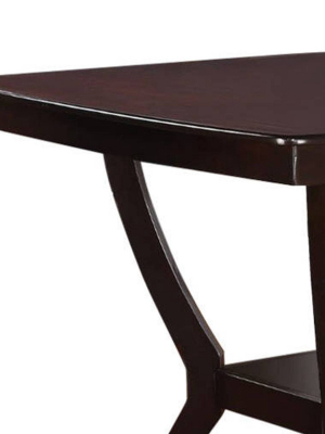 Square Shaped Wooden Counter Height Table With Bottom Shelf Brown - Benzara