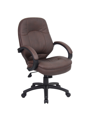 Leatherplus Executive Chair Bomber Brown - Boss Office Products