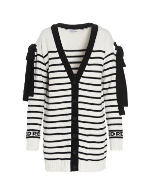 Redvalentino Bow-detailed Striped Cardigan