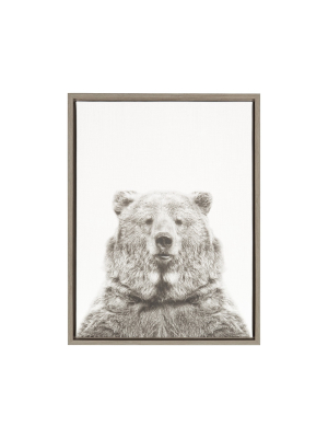 Bear Framed Canvas Art Gray (24"x18") - Uniek