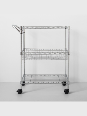 3 Tier Utility Cart With Wheels And Handle Chrome - Made By Design™