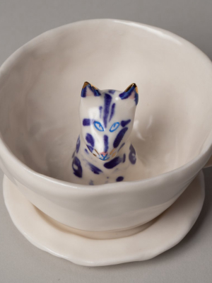 Cat Tea Cup With Saucer