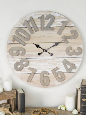 Vip Home & Garden 30"x2"x30" Wood Wall Clock 30" Cream/brown