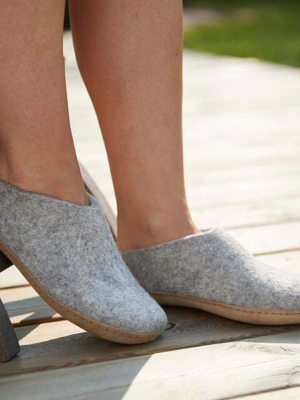 Glerups Open Heel W/ Leather Sole, Grey (unisex)