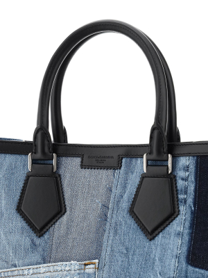 Dolce & Gabbana Patchwork Denim Tote Bag