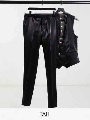 Twisted Tailor Tall Suit Pants In High Shine Black