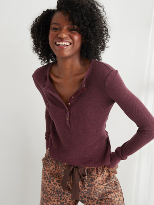 Aerie Waffle Henley Long Sleeve T-shirt