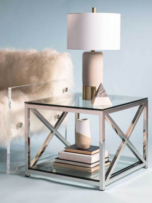 Hanna Chrome End Table With Glass Top Chrome