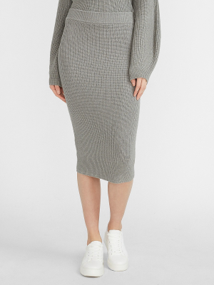 High Waisted Ribbed Sweater Pencil Skirt