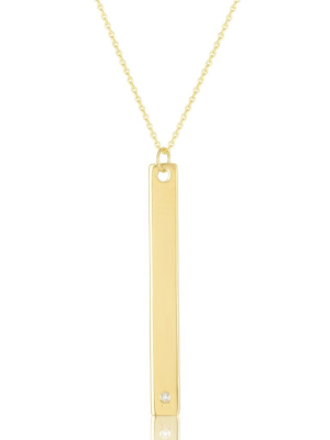 Medium Vertical Bar Necklace With Diamond