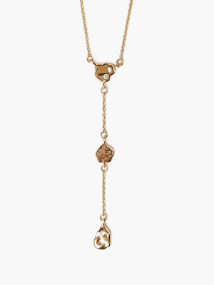 14k Gold Diamond Triple Lariat Necklace