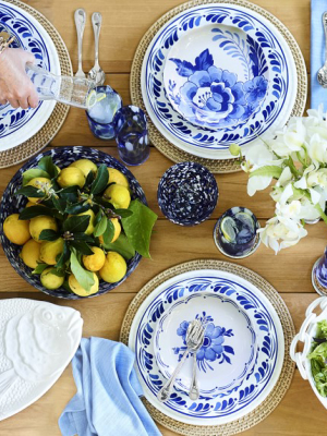 Aerin Sea Blue Floral Dinner Plates