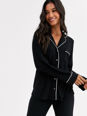 Lindex Eco Viscose Soft Revere Pyjama Top In Black