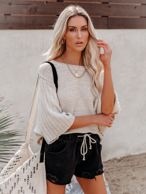 Kody Ribbed Knit Dolman Top - Oatmeal