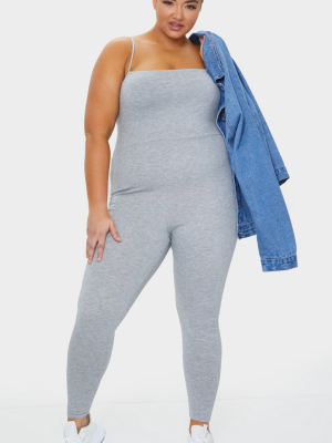 Plus Grey Basic Strappy Jumpsuit