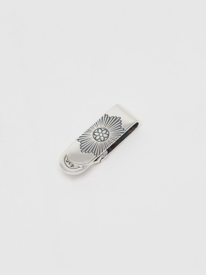 Cream Dream Money Clip, Sunburst Rosette, Sterling