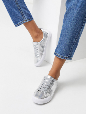 Asos Design Dunn Lace Up Sneakers In Silver