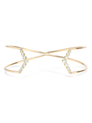 14k Graduated Diamond V Open Cuff