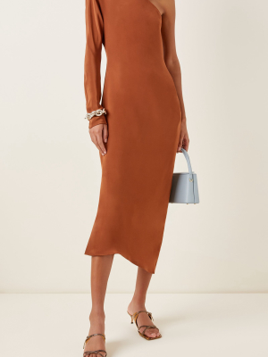 Ola Asymmetric Silk Midi Dress