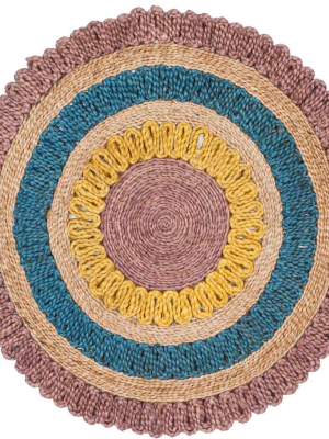 Natural Fiber Lavander/multi Round Rug