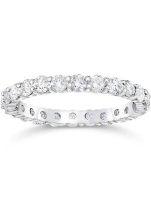 Pompeii3 1 1/2 Ct Diamond Eternity Ring Womens Stackable White Gold Band Lab Created