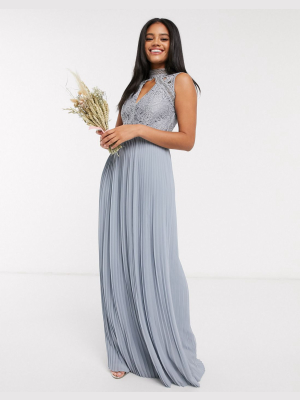 Tfnc Bridesmaid Lace Detail Maxi Dress In Dusty Blue