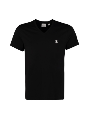 Burberry Monogram Logo Embroidered T-shirt