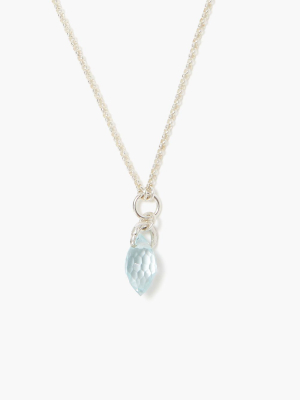 Blue Quartz Puffy Marquise Necklace